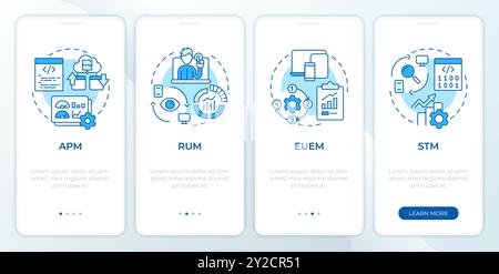 DEM tools blue onboarding mobile app screen Stock Vector