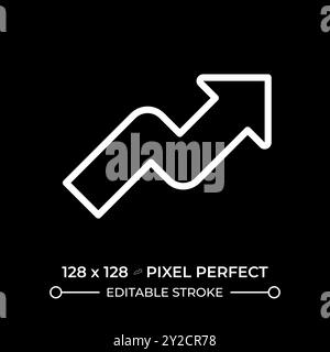 Growth arrow white linear icon for dark theme Stock Vector
