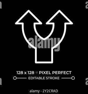 Split arrow white linear icon for dark theme Stock Vector