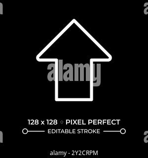 Upward thick arrow white linear icon for dark theme Stock Vector