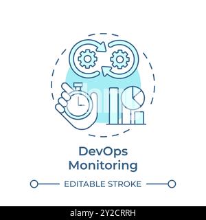 DevOps monitoring soft blue concept icon Stock Vector
