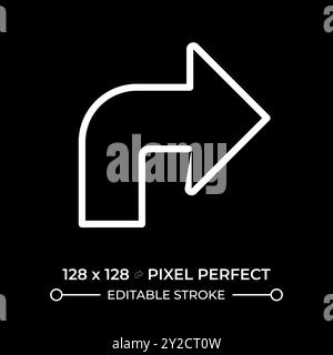 Right arrow white linear icon for dark theme Stock Vector