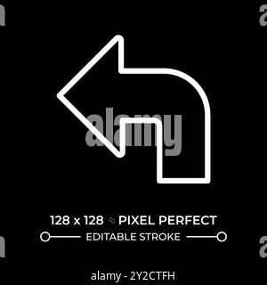 Left arrow white linear icon for dark theme Stock Vector