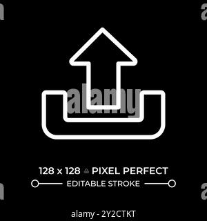 Upload white linear icon for dark theme Stock Vector