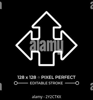 Triple arrow white linear icon for dark theme Stock Vector