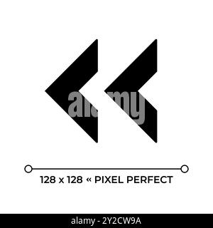 Double left arrow black glyph icon Stock Vector