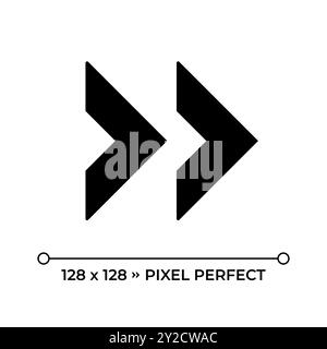 Double right arrow black glyph icon Stock Vector