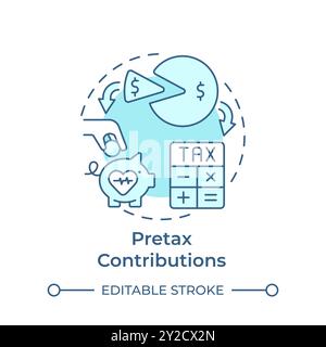 Pretax contributions soft blue concept icon Stock Vector