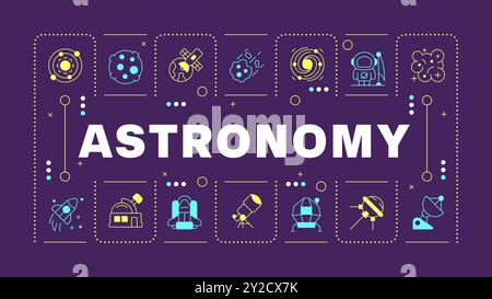 Astronomy science purple word concept Stock Vector