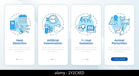 Animal reproduction types blue onboarding mobile app screen Stock Vector
