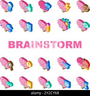 brainstorm ideas creativity icons set vector Stock Vector