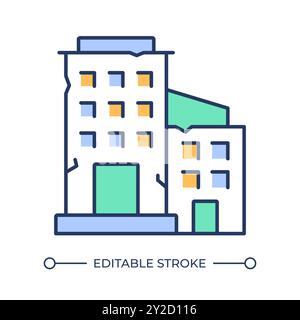 Damaged building RGB color icon Stock Vector