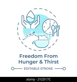 Freedom from hunger and thirst soft blue concept icon Stock Vector