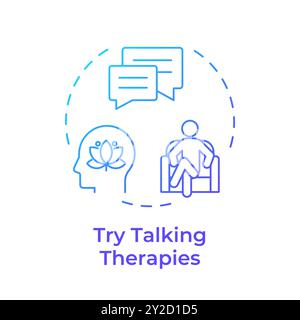 Try talking therapies blue gradient concept icon Stock Vector