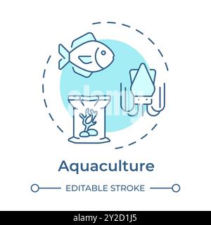 Aquaculture soft blue concept icon Stock Vector