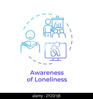 Awareness of loneliness blue gradient concept icon Stock Vector