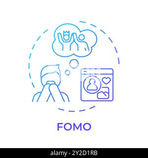 FOMO blue gradient concept icon Stock Vector