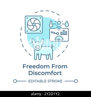 Freedom from discomfort soft blue concept icon Stock Vector