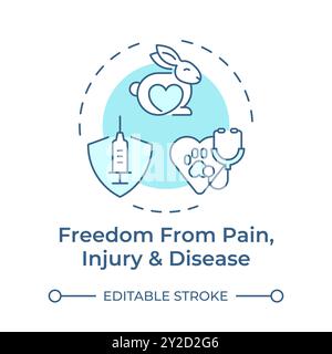 Freedom from pain, injury and disease soft blue concept icon Stock Vector