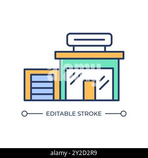 Small commercial building RGB color icon Stock Vector