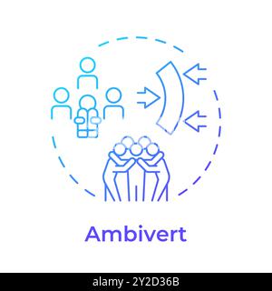 Ambivert blue gradient concept icon Stock Vector