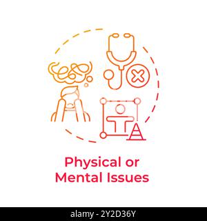 Physical and mental issues red gradient concept icon Stock Vector