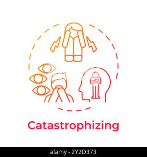 Catastrophizing red gradient concept icon Stock Vector