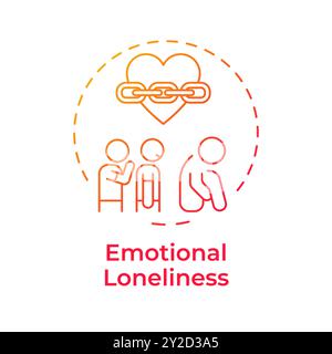 Emotional loneliness red gradient concept icon Stock Vector