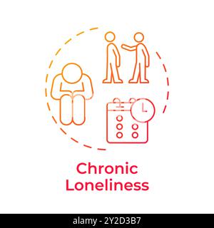Chronic loneliness red gradient concept icon Stock Vector