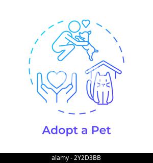 Pet adoption blue gradient concept icon Stock Vector