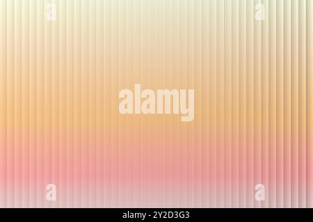 3D fluted glass with orange, pink background. Refracting the texture of the acrylic ribbed bathtub divider wall.  Polycarbonate panel with wavy vertic Stock Vector