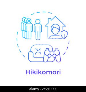 Hikikomori blue gradient concept icon Stock Vector
