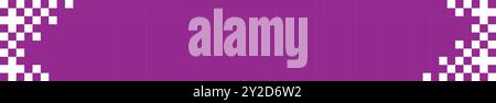 Pixel banner. Header, footer color layout with mosaic edges. Horizontal title tag with pixels. Labels pixelated decoration advertising vector element. Stock Vector