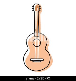 Guitar Vector Line Art Music Instrument in Flat Style Stock Vector