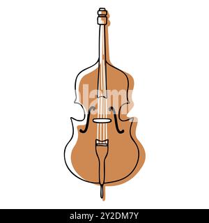 Contrabass Vector Line Art Music Instrument in Flat Style Stock Vector