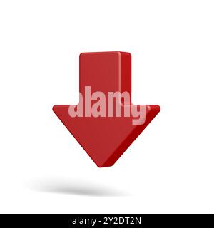 Red arrow pointing down. Isolated. 3d illustration. Stock Photo