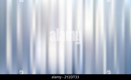 3D ribbed glass with silver, blue background. Refracting texture of acrylic ribbed panel vector. Stock Vector