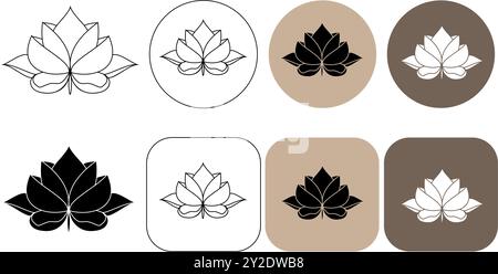 Lotus flower. Contour line vector illustration for logo, design, packaging, corporate identity, labels, postcards, invitations. Stock Vector