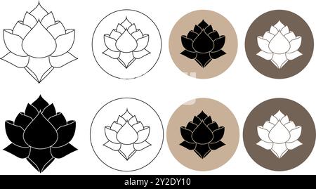 Set of lotus minimalist line art style logo design. beauty, luxury spa ,nature,gold. Premium Vector Stock Vector