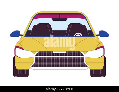 Modern car with empty salon 2D linear cartoon object Stock Vector