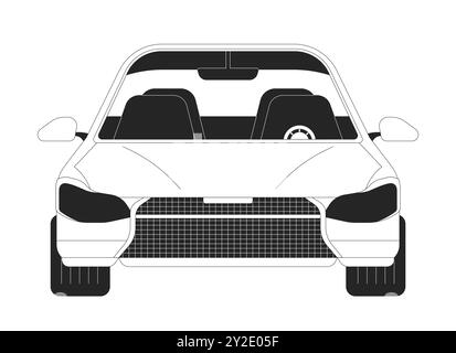 Modern car with empty salon black and white 2D line cartoon object Stock Vector