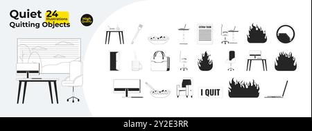 Workplace culture black and white 2D line cartoon objects bundle Stock Vector
