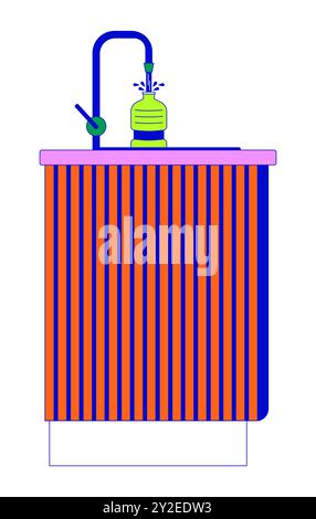 Filling bottle with water in kitchen sink 2D linear cartoon object Stock Vector