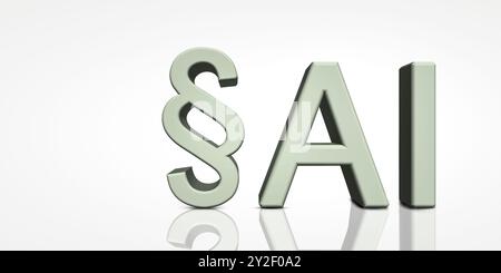 AI Legal Concept: Section Sign and AI Letters in a Digital Space Stock Photo