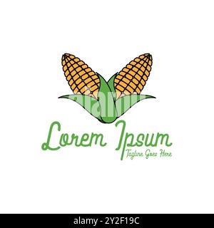 Colorful Fresh Corn Icon Symbol Illustration for Farm Garden Agriculture Product Label Logo Design Vector Stock Vector