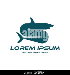 Initial Letter S with Ocean Shark Fish Icon Symbol Logo Design Vector Stock Vector