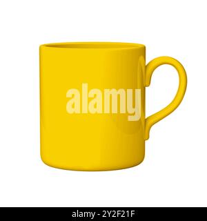 Yellow coffee or tea mug, 3D illustration isolated on white background. Stock Photo