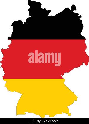 Germany Flag in Map, Germany Map with Flag, Map of Germany, Map with Flag, Nation Flag Germany Stock Vector