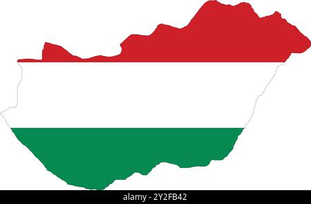 Hungary Flag in Map, Hungary Map with Flag, Map of Hungary, Map with Flag, Nation Flag Hungary Stock Vector