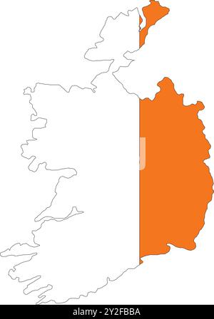 Ireland Flag in Map, Ireland Map with Flag, Map of Ireland, Map with Flag, Nation Flag Ireland Stock Vector